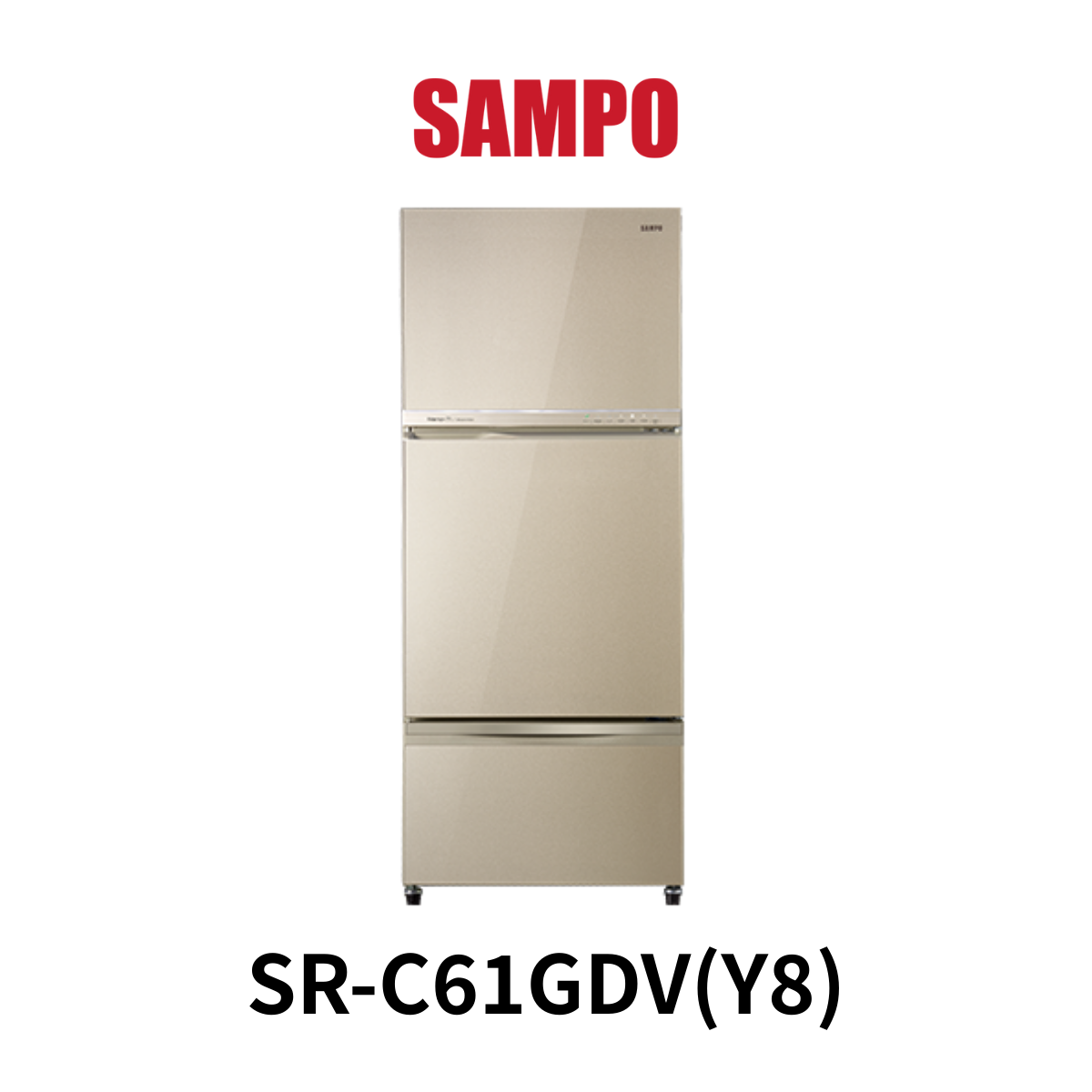 聲寶SAMPO|605L 一級能效星美滿極光鈦玻璃變頻三門冰箱 SR-C61GDV(Y8)